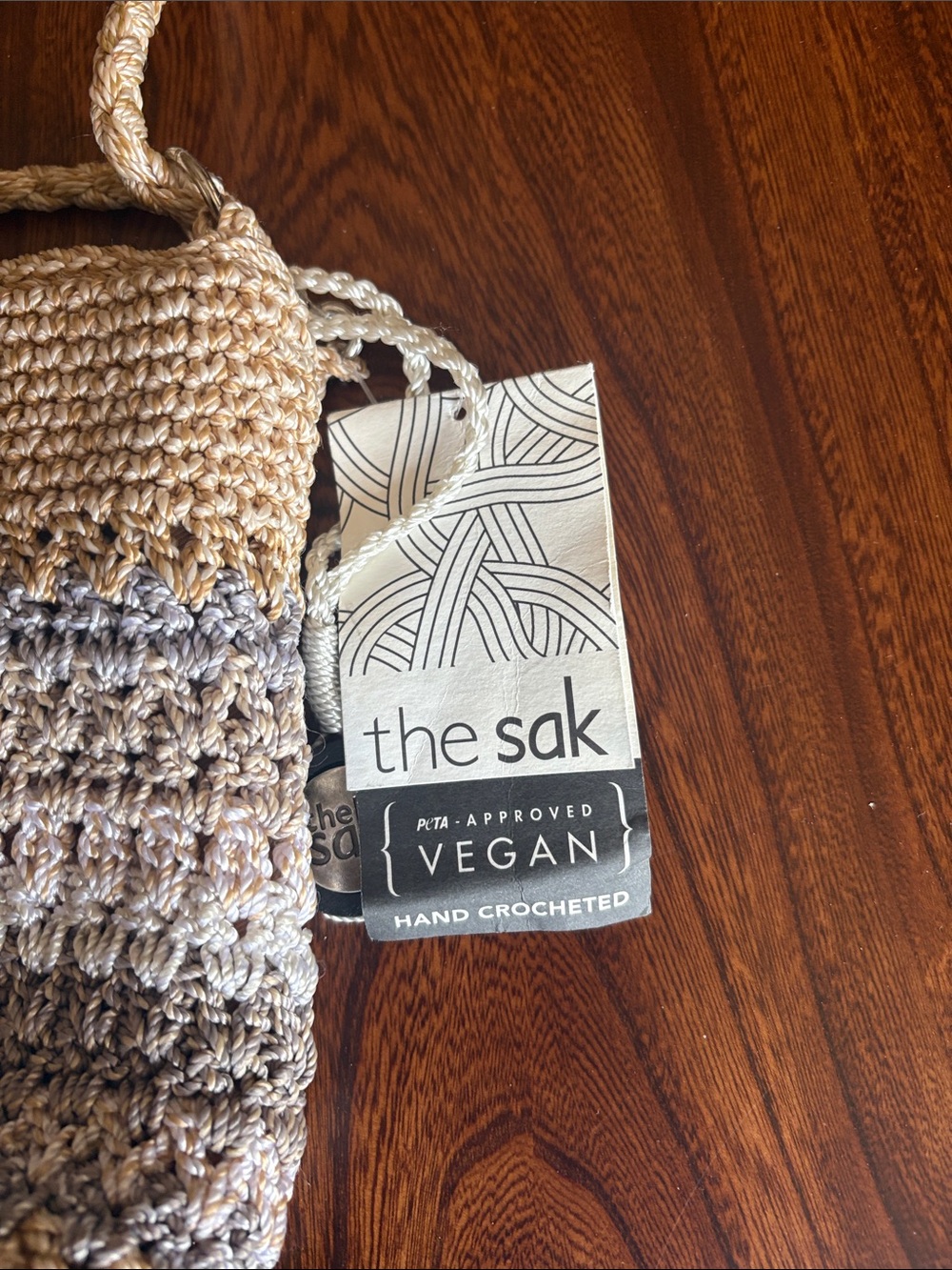The Sak Crochet Shoulder Bag in Beige and Gray - Picture 5 of 8